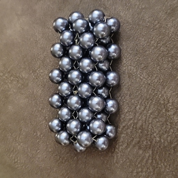 Chunky Glass Peacock Pearl Braided Stretch Bracelet - Picture 2 of 3